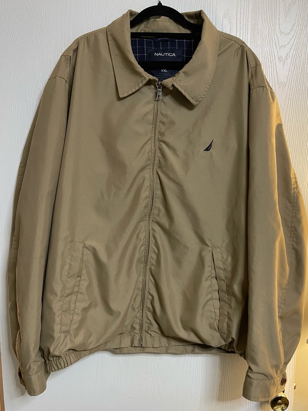Vintage Nautica Men’s XXL Tan Harrington Plaid Lined Jacket